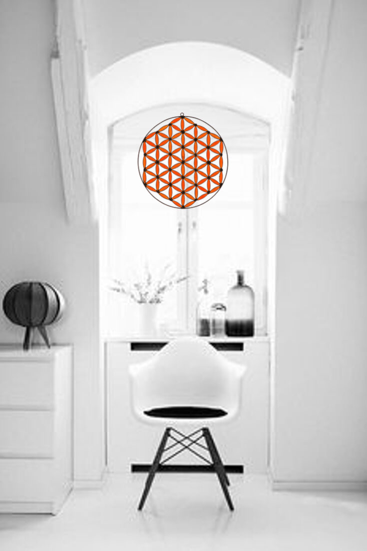 flor de la vida naranja svadhistana silla blanca y flor de la vida amarilla